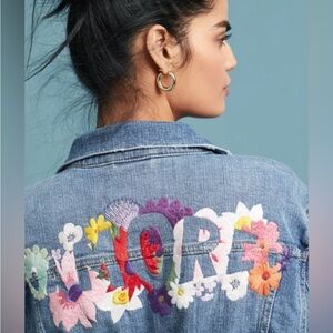 Pilcro and the Letterpress Embroidered Denim Jacket NWT